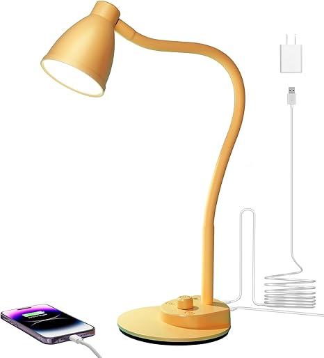 LED Desk Lamp, Dimmable, Flexible, USB, AC Adapter