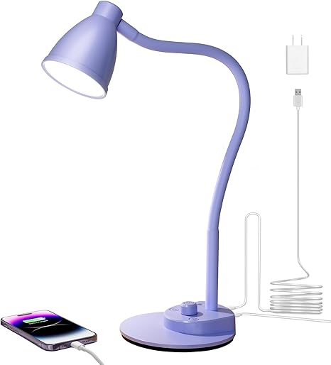 LED Desk Lamp, Dimmable, Flexible, USB, AC Adapter