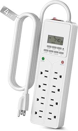 8 Outlet Surge Protector with 7-Day Digital Timer