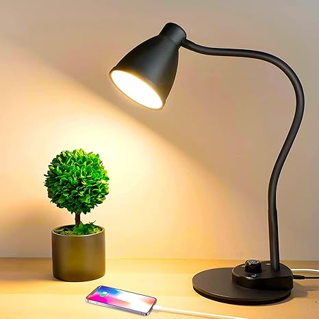 LED Desk Lamp, Dimmable, Flexible, USB, AC Adapter