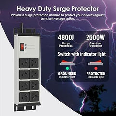 20A Industrial Power Strip, 8 Outlets