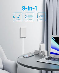 Flat Plug Power Strip 6 Outlets 3 USB 5FT White