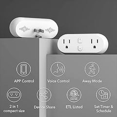 15A Smart WiFi Plug 2-Pack, Works with Alexa